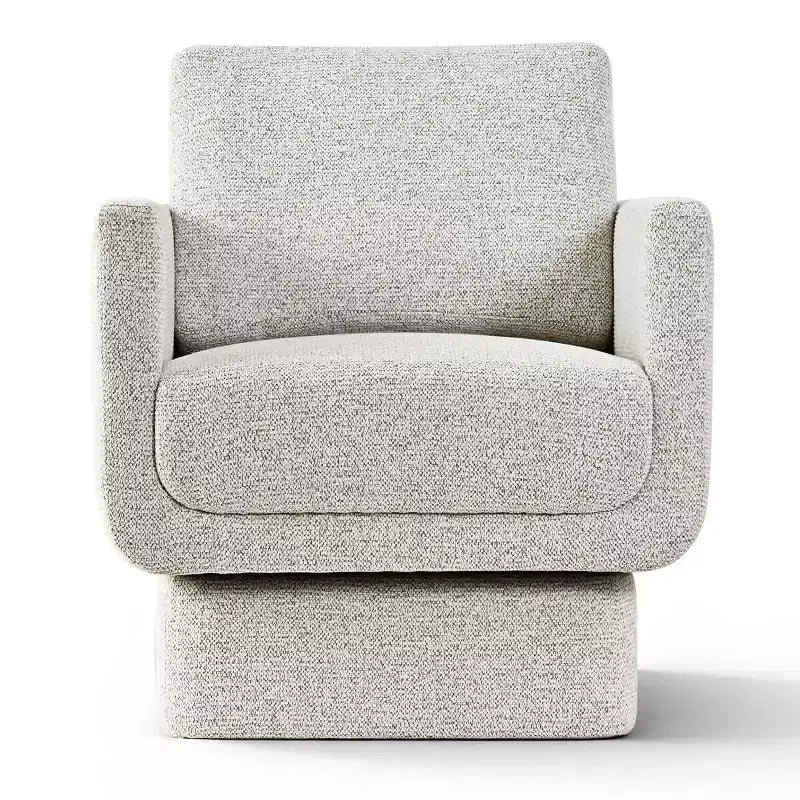Modern Beige Chenille Swivel Accent Club Chair, 27 Wide Upholstered Square Armchair with 6.5 Thick Seat Cushion - Panipeachy