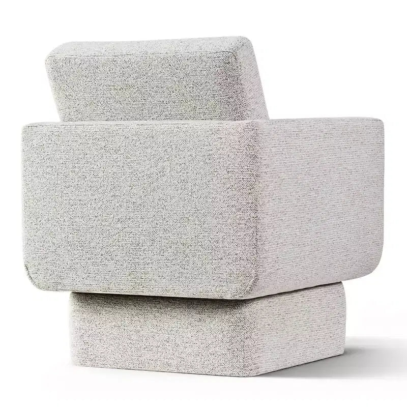 Modern Beige Chenille Swivel Accent Club Chair, 27 Wide Upholstered Square Armchair with 6.5 Thick Seat Cushion - Panipeachy