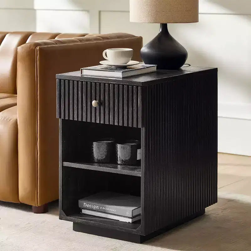 Meg 24 Tall 1-Drawer End Table with Built-In Charging Ports|HULALA HOME