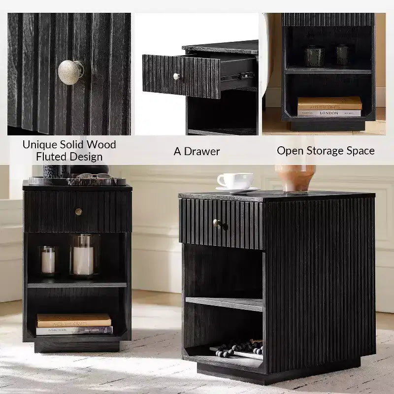 Meg 24 Tall 1-Drawer End Table with Built-In Charging Ports|HULALA HOME