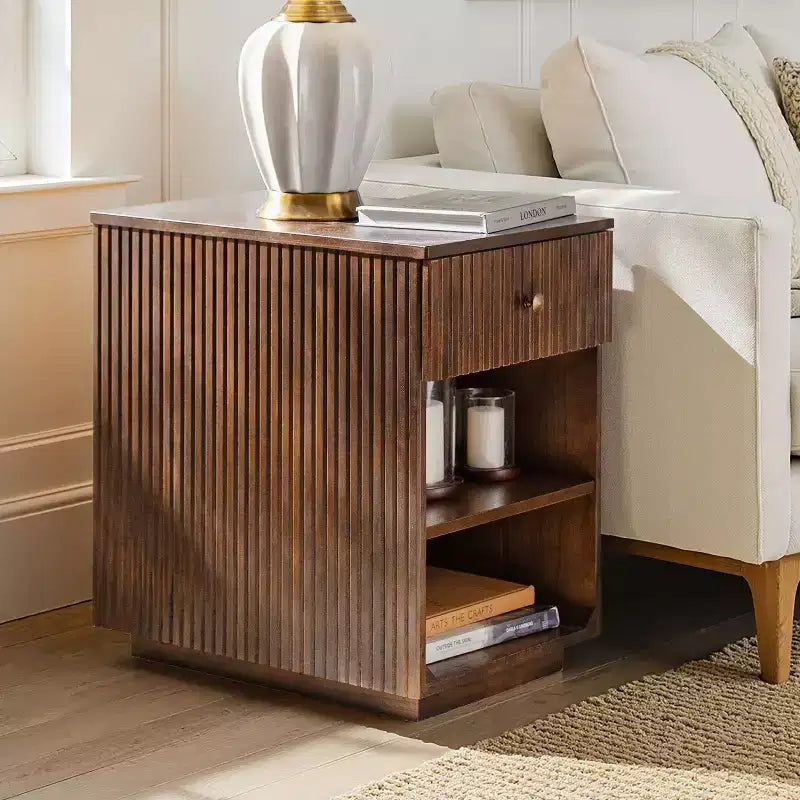 Meg 24 Tall 1-Drawer End Table with Built-In Charging Ports|HULALA HOME