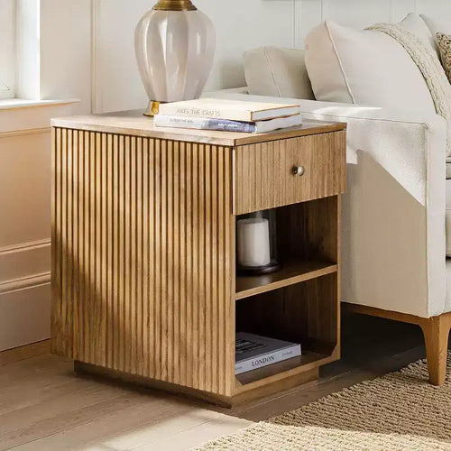 Meg 24 Tall 1-Drawer End Table with Built-In Charging Ports|HULALA HOME