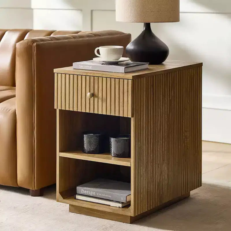 Meg 24 Tall 1-Drawer End Table with Built-In Charging Ports|HULALA HOME