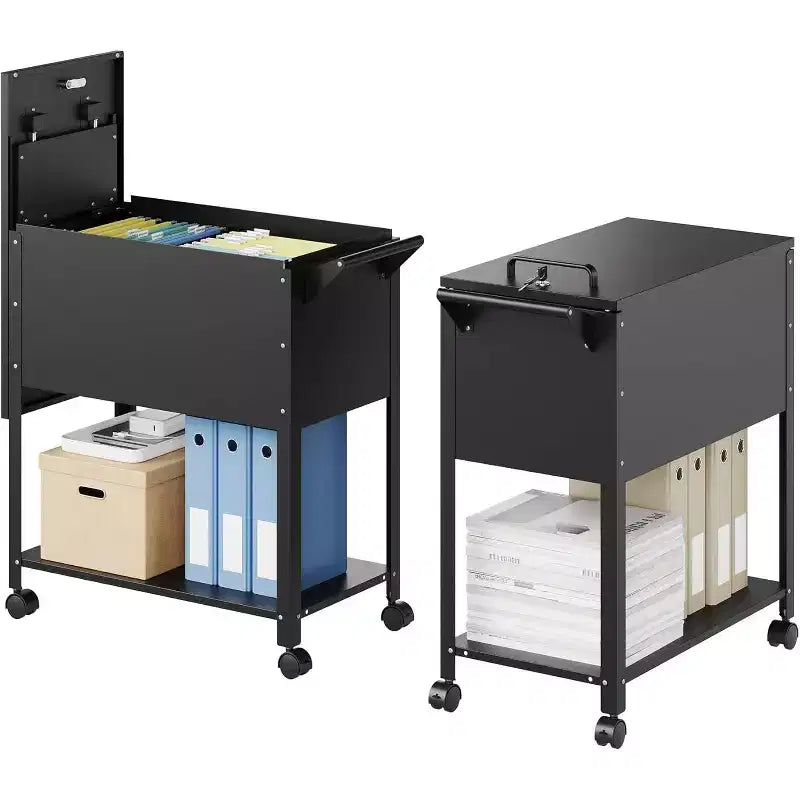 BALHAM TRADE-Mobile File Cabinet with Lock Rolling Filing Cart with Wheels Movable PullOut File Folder