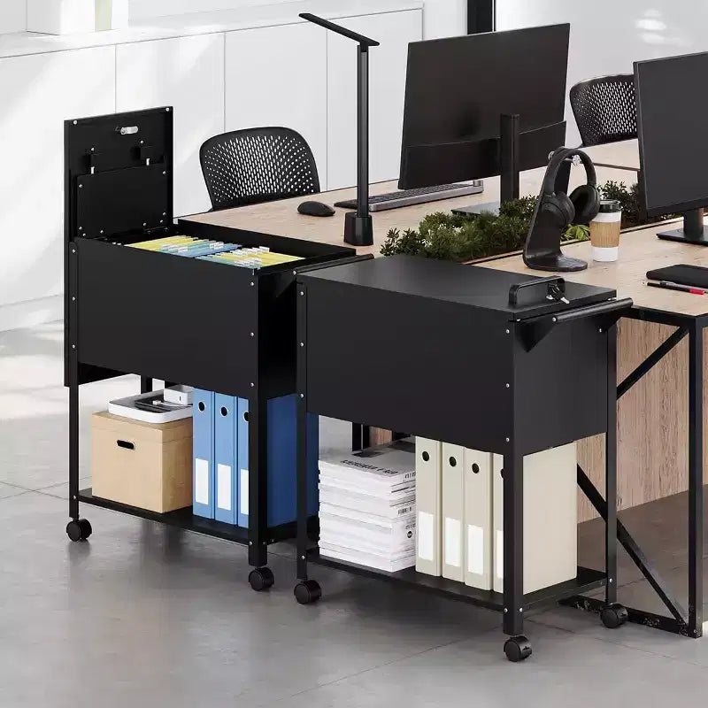 BALHAM TRADE-Mobile File Cabinet with Lock Rolling Filing Cart with Wheels Movable PullOut File Folder