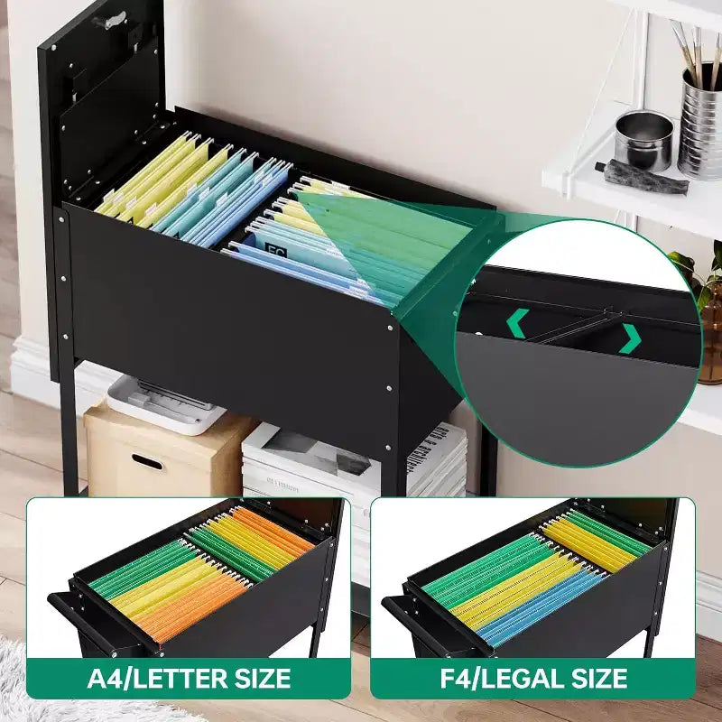 BALHAM TRADE-Mobile File Cabinet with Lock Rolling Filing Cart with Wheels Movable PullOut File Folder