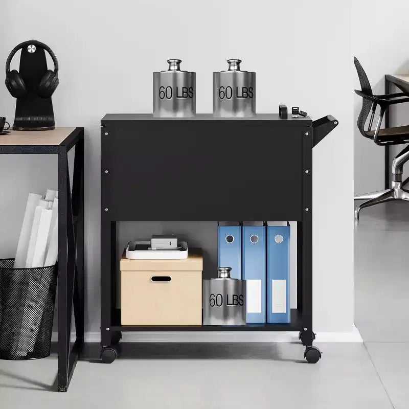 BALHAM TRADE-Mobile File Cabinet with Lock Rolling Filing Cart with Wheels Movable PullOut File Folder