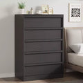 Black 5 Drawer Dresser for Bedroom, Modern 5 Chest of Drawers with Handle-free Design, 43in Tall Closet Organizer for Bedroom, Living Room, Nursery