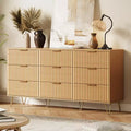 Fluted Dresser for Bedroom with 9 Drawers,63 Wide Modern Chest of Wooden Drawers with Metal Handle