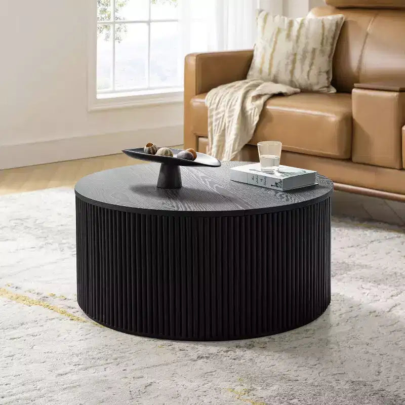 Helena Modern 35.4 Round Coffee Table with Storage|HULALA HOME