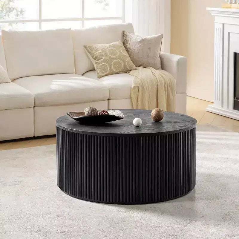 Helena Modern 35.4 Round Coffee Table with Storage|HULALA HOME