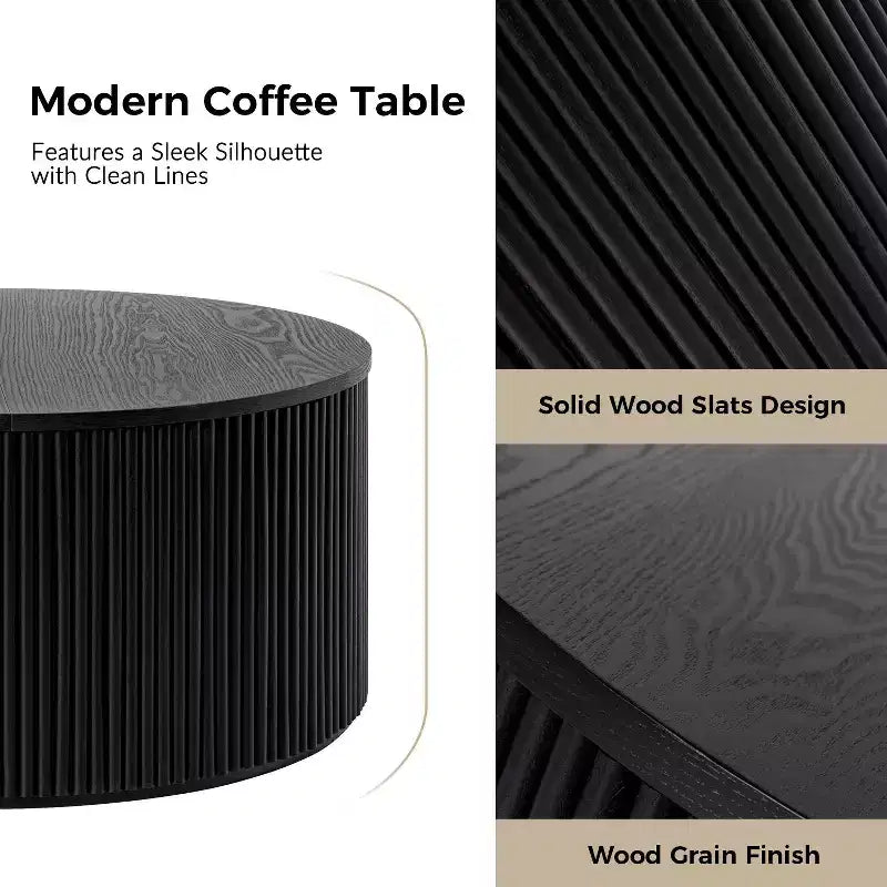 Helena Modern 35.4 Round Coffee Table with Storage|HULALA HOME