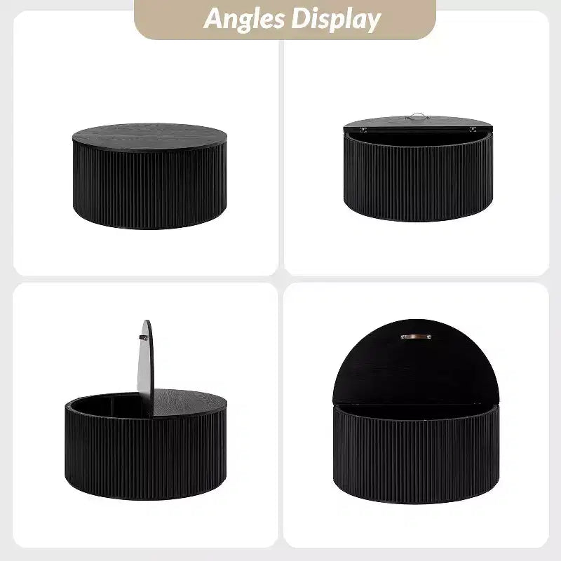 Helena Modern 35.4 Round Coffee Table with Storage|HULALA HOME