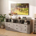 6-Drawer Slim Dresser, with Open Shelf for Bedroom Nursery & Closet, Antique Light