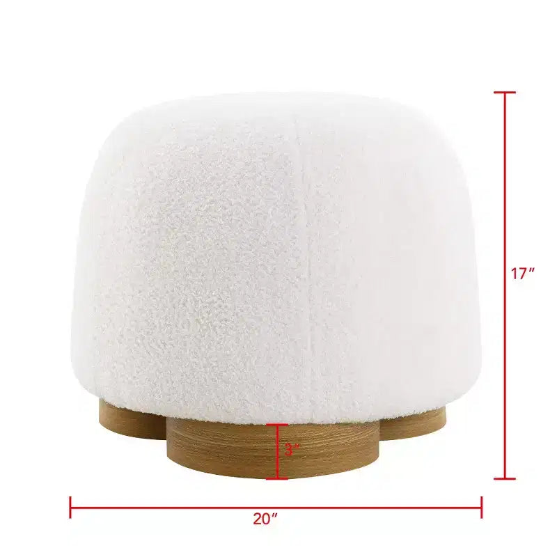 Modern Small Vanity Stools Ottomans, Teddy Fabric Footstool Ottoman with Soft Padded Seat for Living Room or Apartment-Panipeachy