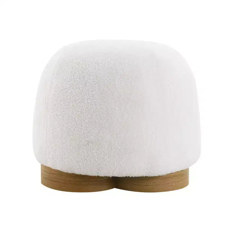 Modern Small Vanity Stools Ottomans, Teddy Fabric Footstool Ottoman with Soft Padded Seat for Living Room or Apartment-Panipeachy