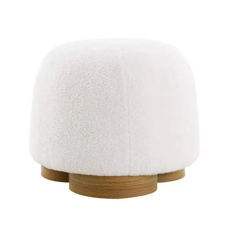 Modern Small Vanity Stools Ottomans, Teddy Fabric Footstool Ottoman with Soft Padded Seat for Living Room or Apartment-Panipeachy