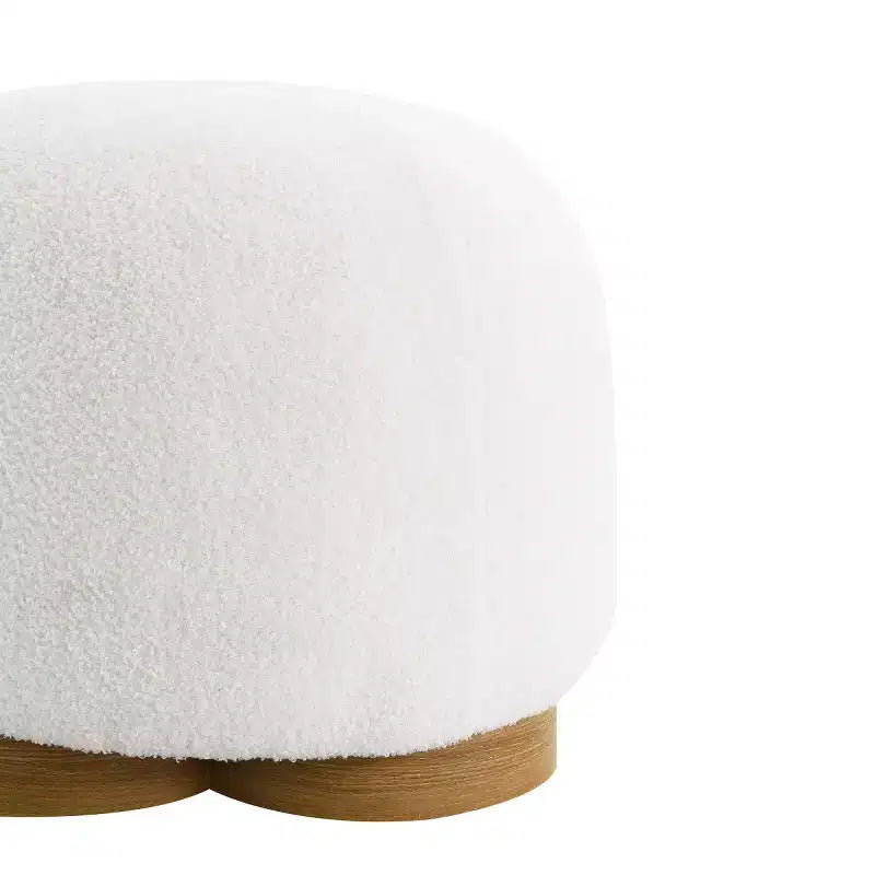 Modern Small Vanity Stools Ottomans, Teddy Fabric Footstool Ottoman with Soft Padded Seat for Living Room or Apartment-Panipeachy