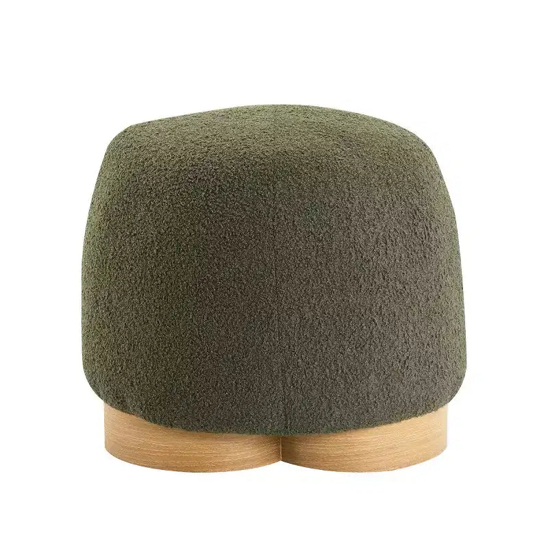 Modern Small Vanity Stools Ottomans, Teddy Fabric Footstool Ottoman with Soft Padded Seat for Living Room or Apartment-Panipeachy