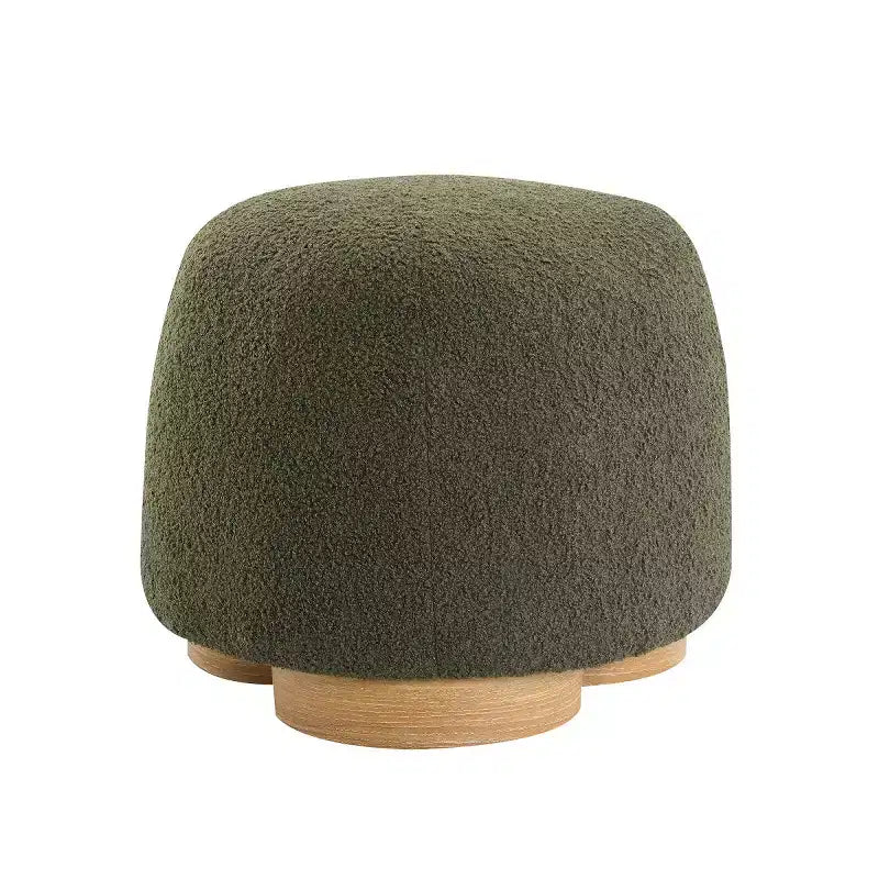 Modern Small Vanity Stools Ottomans, Teddy Fabric Footstool Ottoman with Soft Padded Seat for Living Room or Apartment-Panipeachy
