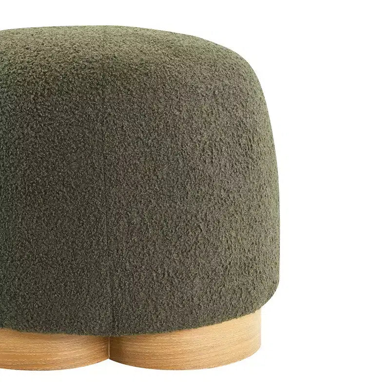 Modern Small Vanity Stools Ottomans, Teddy Fabric Footstool Ottoman with Soft Padded Seat for Living Room or Apartment-Panipeachy