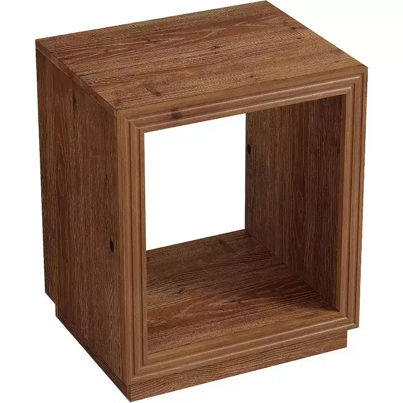 Lantine Solid Wood Side Table, Rustic Wooden End Table with 2-Tier Storage Shelf for Bedroom, Small Spaces, Living Room, Easy Assembly, Natural Brown