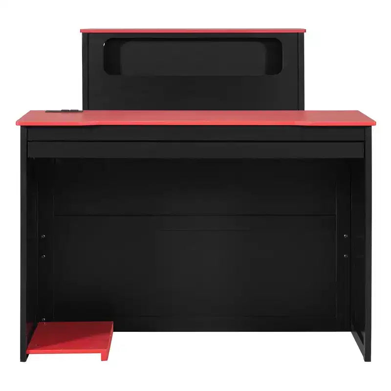 Luxystar Modern Wooden Daybed With Computer Desk, Trundle And Lighted Headboard