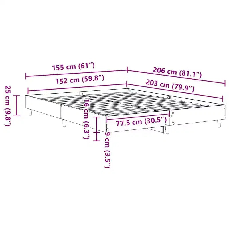 vidaXL Bed Frame 2 pcs 59.84 x 79.92 in Engineered Wood