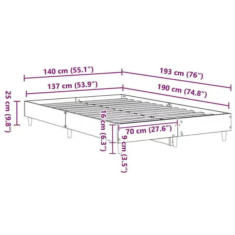 vidaXL Bed Frame 2 pcs 59.84 x 79.92 in Engineered Wood