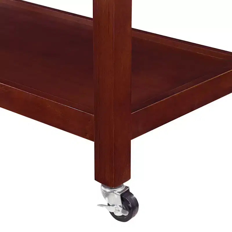 Breighton Home American Heritage 3 Tier Butcher Block Kitchen Cart with Drawers Mahogany
