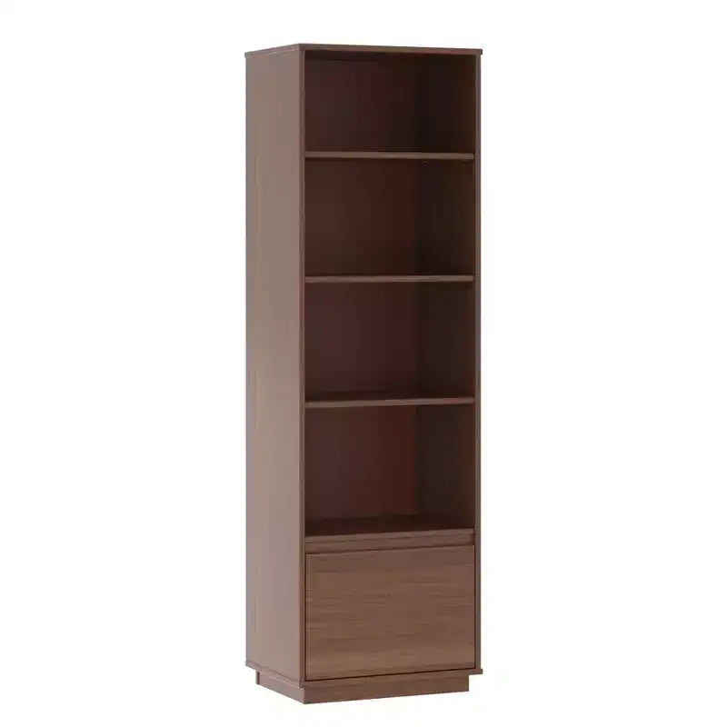 71" Gunther Mid-Century Modern 4 Shelves and a Drawer Solid Wood Walnut - Linon