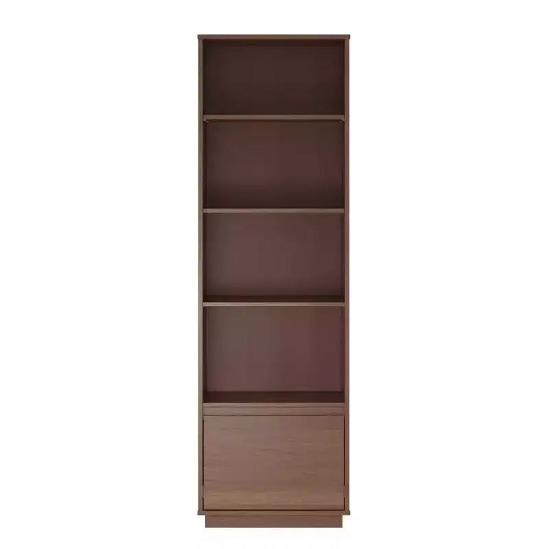 71" Gunther Mid-Century Modern 4 Shelves and a Drawer Solid Wood Walnut - Linon