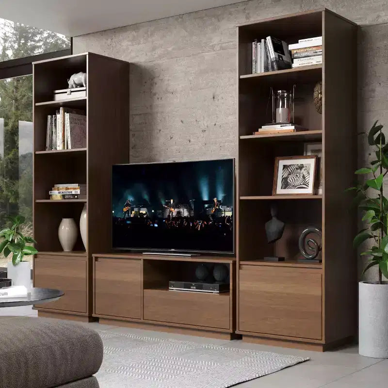 71" Gunther Mid-Century Modern 4 Shelves and a Drawer Solid Wood Walnut - Linon