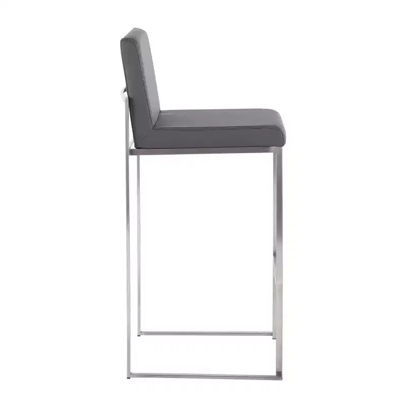Set of 2 Fuji High Back Stainless Steel/Faux Leather Barstools - LumiSource