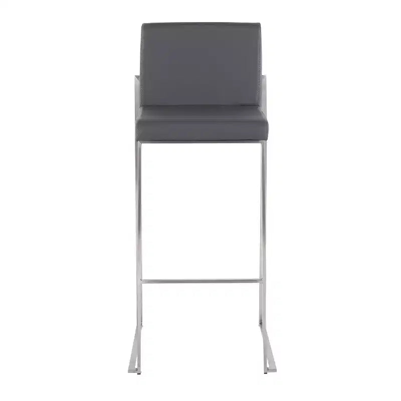 Set of 2 Fuji High Back Stainless Steel/Faux Leather Barstools - LumiSource