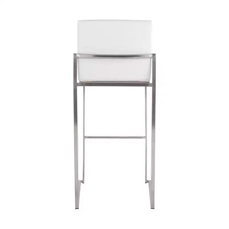 Set of 2 Fuji High Back Stainless Steel/Faux Leather Barstools - LumiSource