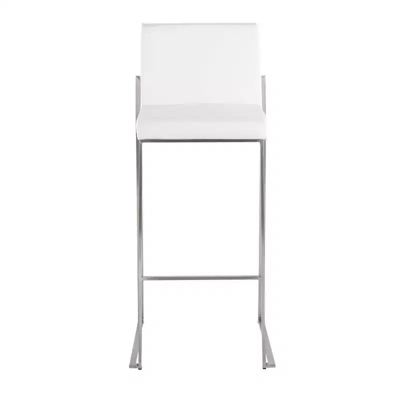Set of 2 Fuji High Back Stainless Steel/Faux Leather Barstools - LumiSource