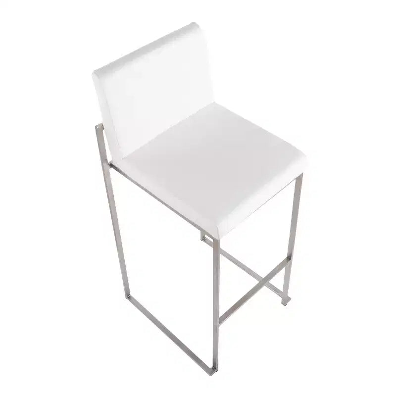 Set of 2 Fuji High Back Stainless Steel/Faux Leather Barstools - LumiSource