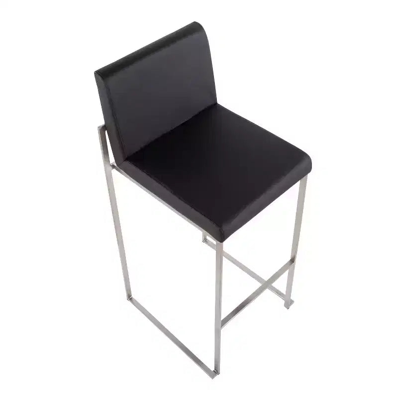 Set of 2 Fuji High Back Stainless Steel/Faux Leather Barstools - LumiSource