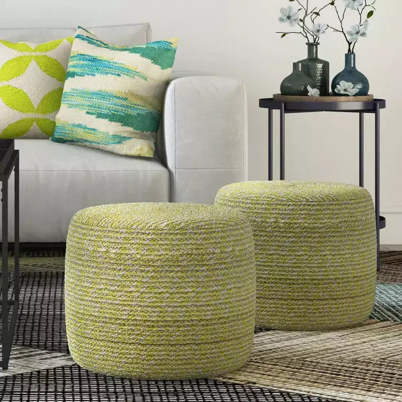 Brodie Round Braided Pouf - WyndenHall