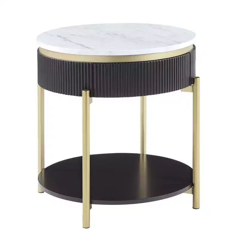 Cartehena Faux Marble End Table with Drawer - HOMES: Inside + Out