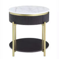 Cartehena Faux Marble End Table with Drawer - HOMES: Inside + Out