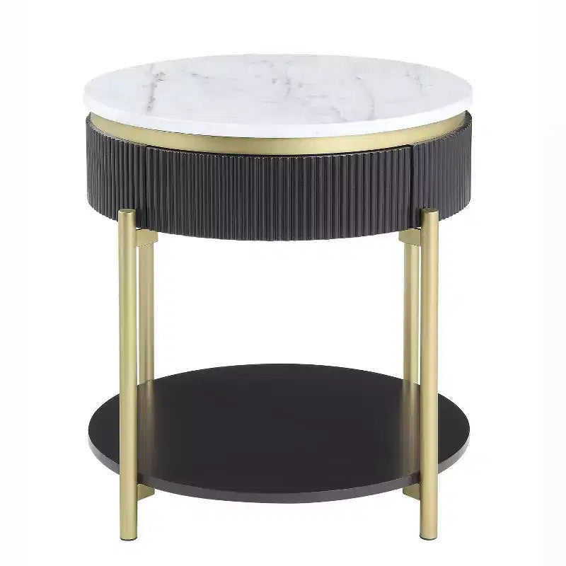 Cartehena Faux Marble End Table with Drawer - HOMES: Inside + Out