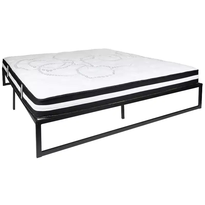 Emma and Oliver 14 Platform Bed Frame & 12 Mattress in a Box - No Box Spring Required