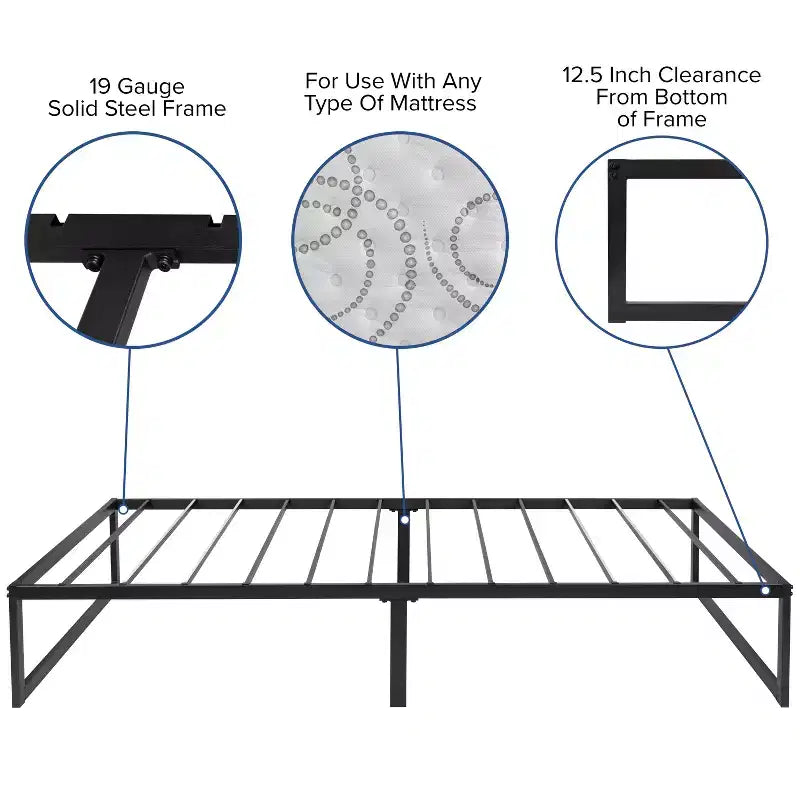 Emma and Oliver 14 Platform Bed Frame & 12 Mattress in a Box - No Box Spring Required