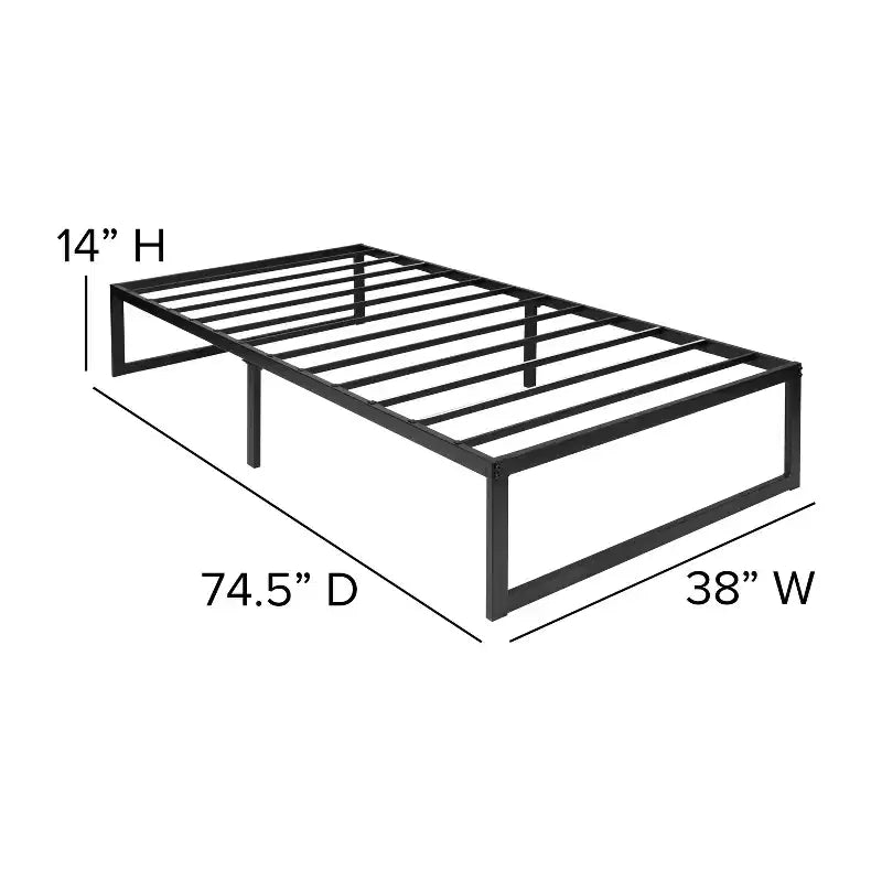 Emma and Oliver 14 Platform Bed Frame & 12 Mattress in a Box - No Box Spring Required